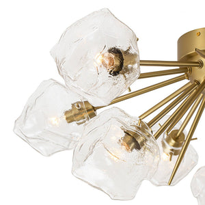 LightFixturesUSA - Glam Brass 9 - Light Frozen Ice Style Sputnik Ceiling Light - Chandelier - Brass - 9 - Lt