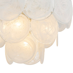 LightFixturesUSA-Glam Brass Opal Swirl Glass Round Tiered Chandelier-Chandelier-21 in-