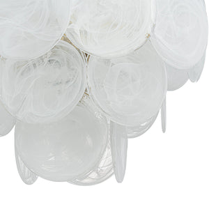 LightFixturesUSA-Glam Brass Opal Swirl Glass Round Tiered Chandelier-Chandelier-21 in-