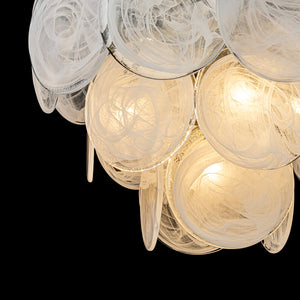 LightFixturesUSA-Glam Brass Opal Swirl Glass Round Tiered Chandelier-Chandelier-21 in-