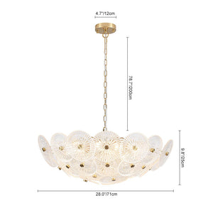 LightFixturesUSA - Glam Brass Ribbed Glass Floral Round Basket Chandelier - Chandelier - 28 in - 
