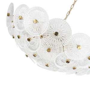 LightFixturesUSA - Glam Brass Ribbed Glass Floral Round Basket Chandelier - Chandelier - 28 in - 