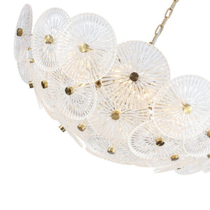 LightFixturesUSA - Glam Brass Ribbed Glass Floral Round Basket Chandelier - Chandelier - 28 in - 