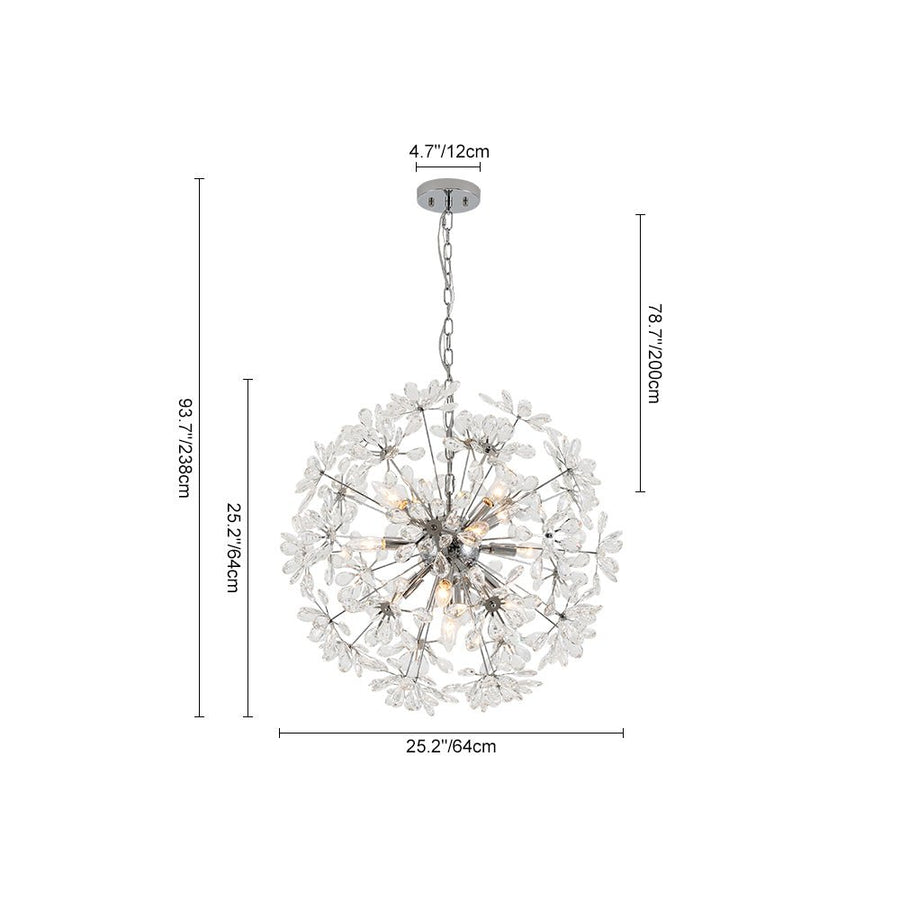 LightFixturesUSA - Glam Chrome Bloom Dandelion Crystal Sputnik Chandelier - Chandelier - Chrome - 