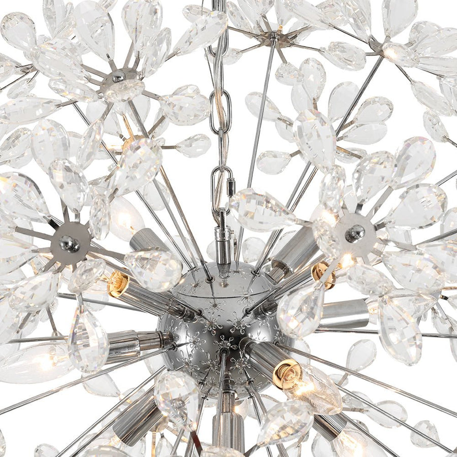 LightFixturesUSA - Glam Chrome Bloom Dandelion Crystal Sputnik Chandelier - Chandelier - Chrome - 