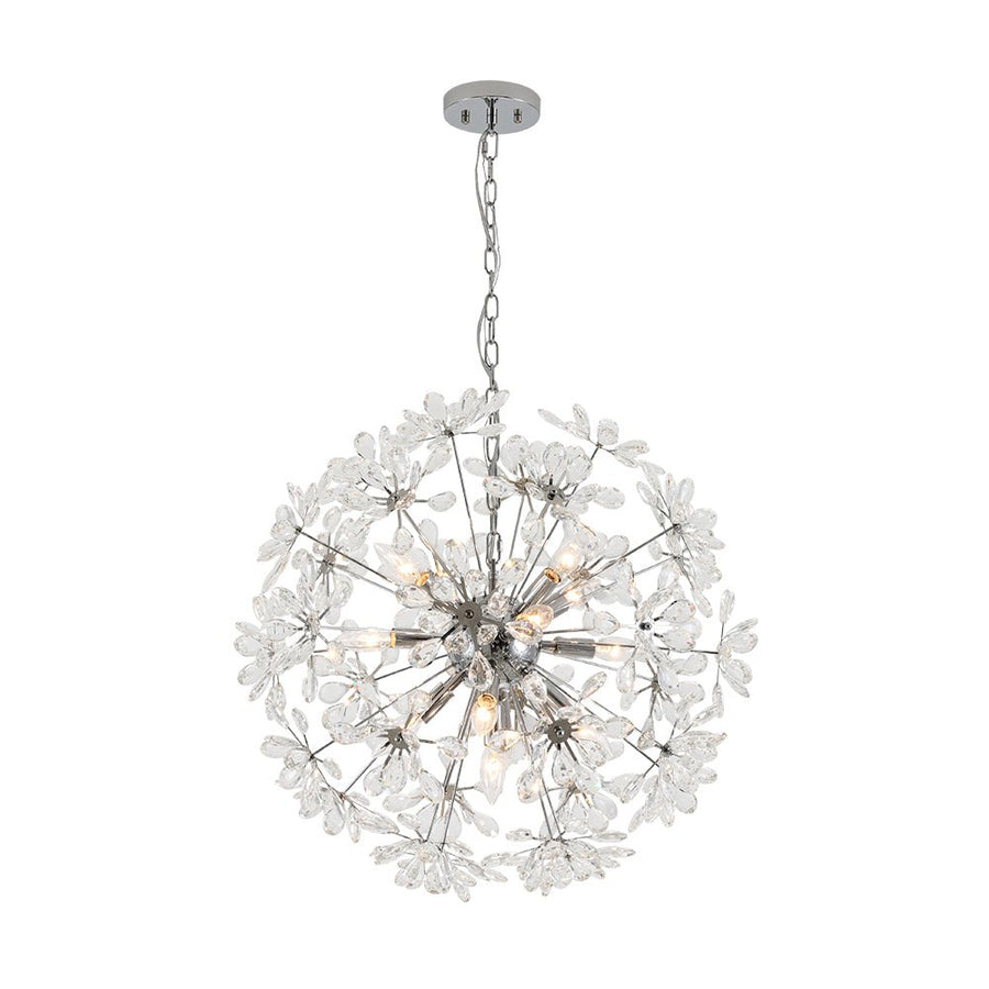LightFixturesUSA - Glam Chrome Bloom Dandelion Crystal Sputnik Chandelier - Chandelier - Chrome - 