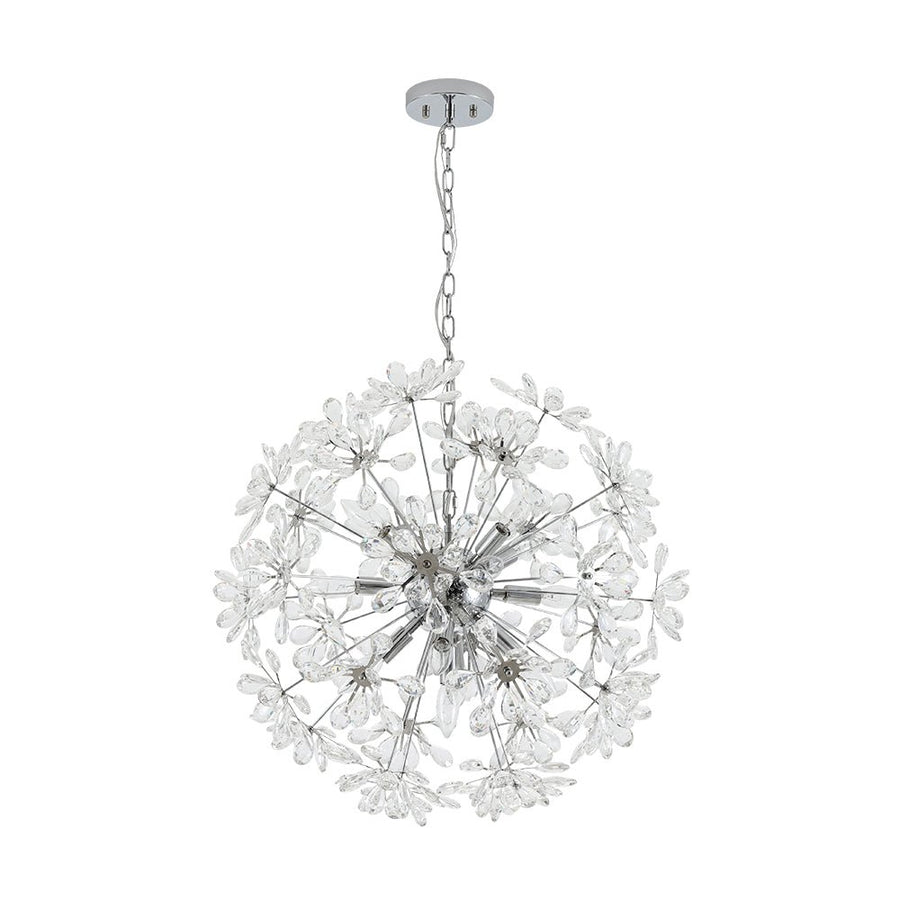 LightFixturesUSA - Glam Chrome Bloom Dandelion Crystal Sputnik Chandelier - Chandelier - Chrome - 