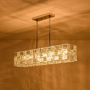 LightFixturesUSA - Glam Chrome Dazzle Crystal Rectangle Cage Island Chandelier - Chandelier - Chrome - 