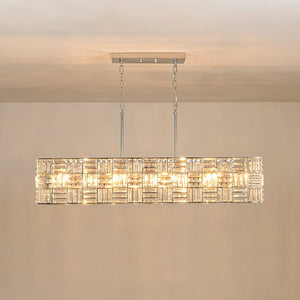 LightFixturesUSA - Glam Chrome Dazzle Crystal Rectangle Cage Island Chandelier - Chandelier - Chrome - 