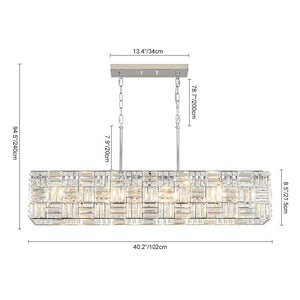 LightFixturesUSA - Glam Chrome Dazzle Crystal Rectangle Cage Island Chandelier - Chandelier - Chrome - 