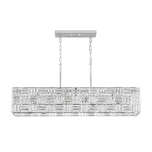 LightFixturesUSA - Glam Chrome Dazzle Crystal Rectangle Cage Island Chandelier - Chandelier - Chrome - 