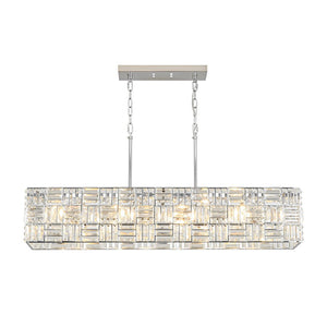 LightFixturesUSA - Glam Chrome Dazzle Crystal Rectangle Cage Island Chandelier - Chandelier - Chrome - 