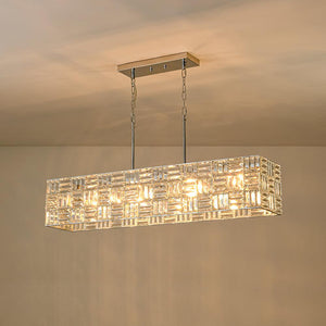LightFixturesUSA - Glam Chrome Dazzle Crystal Rectangle Cage Island Chandelier - Chandelier - Chrome - 
