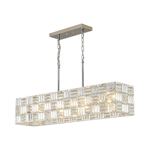 LightFixturesUSA - Glam Chrome Dazzle Crystal Rectangle Cage Island Chandelier - Chandelier - Chrome - 