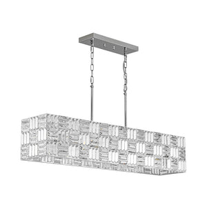 LightFixturesUSA - Glam Chrome Dazzle Crystal Rectangle Cage Island Chandelier - Chandelier - Chrome - 