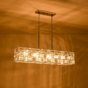 LightFixturesUSA - Glam Chrome Dazzle Crystal Rectangle Cage Island Chandelier - Chandelier - Chrome - 