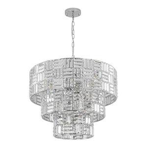 LightFixturesUSA - Glam Chrome Spark Cut Crystal Tiered Round Chandelier - Chandelier - Chrome - 