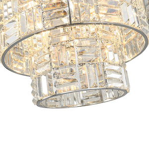 LightFixturesUSA - Glam Chrome Spark Cut Crystal Tiered Round Chandelier - Chandelier - Chrome - 