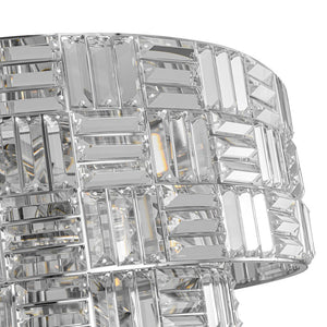 LightFixturesUSA - Glam Chrome Spark Cut Crystal Tiered Round Chandelier - Chandelier - Chrome - 