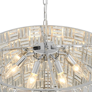 LightFixturesUSA - Glam Chrome Spark Cut Crystal Tiered Round Chandelier - Chandelier - Chrome - 