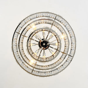 LightFixturesUSA - Glam Chrome Spark Cut Crystal Tiered Round Chandelier - Chandelier - Chrome - 