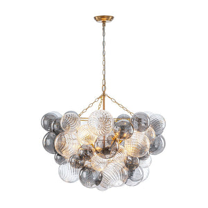 LightFixturesUSA - Glam Cluster Ribbed Smoked Glass Globe Bubble Chandelier - Chandelier - Brass (Exclusive Offer) - 