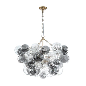 LightFixturesUSA - Glam Cluster Ribbed Smoked Glass Globe Bubble Chandelier - Chandelier - Brass (Exclusive Offer) - 