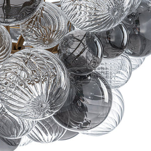 LightFixturesUSA - Glam Cluster Ribbed Smoked Glass Globe Bubble Chandelier - Chandelier - Brass (Exclusive Offer) - 