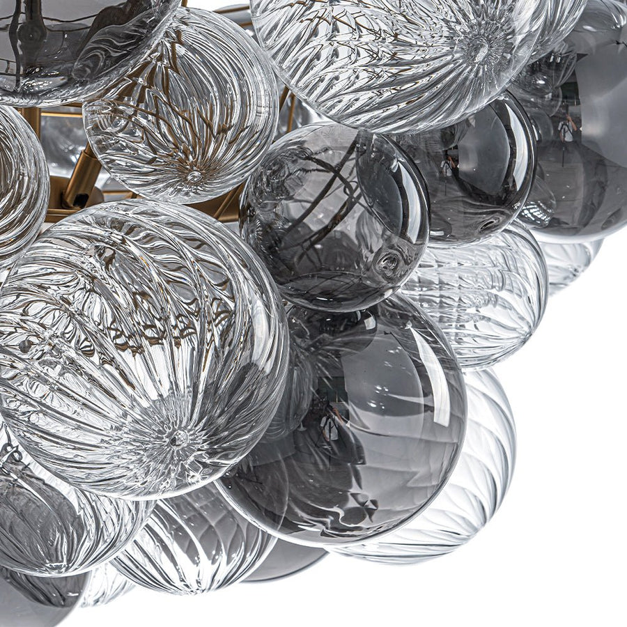 LightFixturesUSA - Glam Cluster Ribbed Smoked Glass Globe Bubble Chandelier - Chandelier - Brass (Exclusive Offer) - 