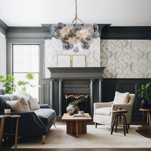 LightFixturesUSA - Glam Cluster Ribbed Smoked Glass Globe Bubble Chandelier - Chandelier - Brass (Exclusive Offer) - 