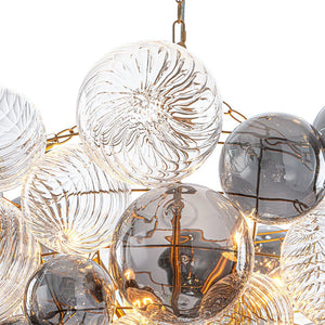 LightFixturesUSA - Glam Cluster Ribbed Smoked Glass Globe Bubble Chandelier - Chandelier - Brass (Exclusive Offer) - 