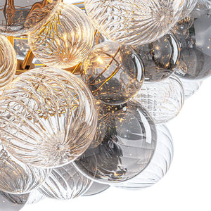 LightFixturesUSA - Glam Cluster Ribbed Smoked Glass Globe Bubble Chandelier - Chandelier - Brass (Exclusive Offer) - 