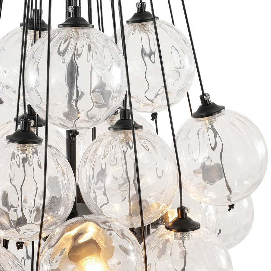 LightFixturesUSA - Glam Cluster Textured Water Glass Globe Bubble Chandelier - Chandelier - Black (Exclusive Offer) - 