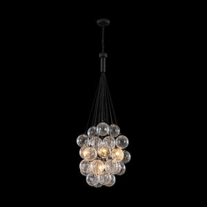 LightFixturesUSA - Glam Cluster Textured Water Glass Globe Bubble Chandelier - Chandelier - Black (Exclusive Offer) - 