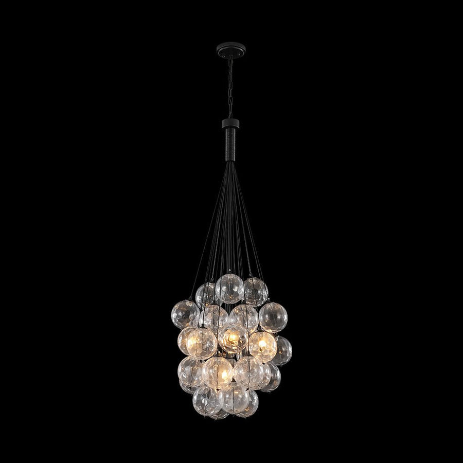 LightFixturesUSA - Glam Cluster Textured Water Glass Globe Bubble Chandelier - Chandelier - Black (Exclusive Offer) - 