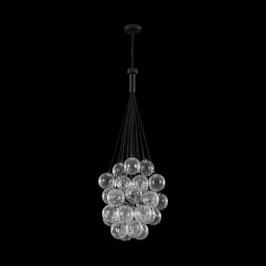 LightFixturesUSA - Glam Cluster Textured Water Glass Globe Bubble Chandelier - Chandelier - Black (Exclusive Offer) - 