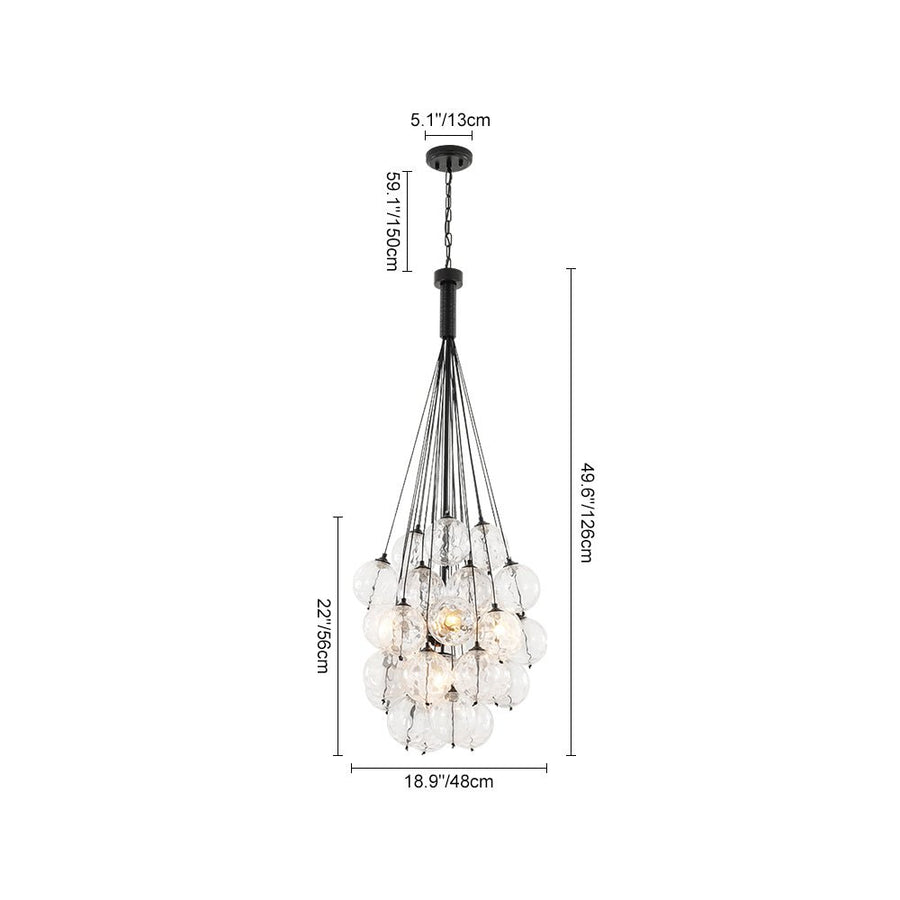 LightFixturesUSA - Glam Cluster Textured Water Glass Globe Bubble Chandelier - Chandelier - Black (Exclusive Offer) - 