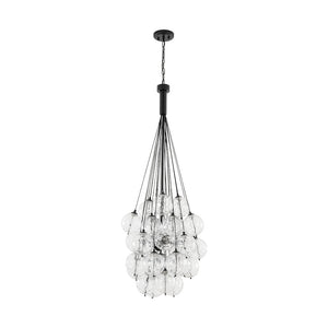 LightFixturesUSA - Glam Cluster Textured Water Glass Globe Bubble Chandelier - Chandelier - Black (Exclusive Offer) - 