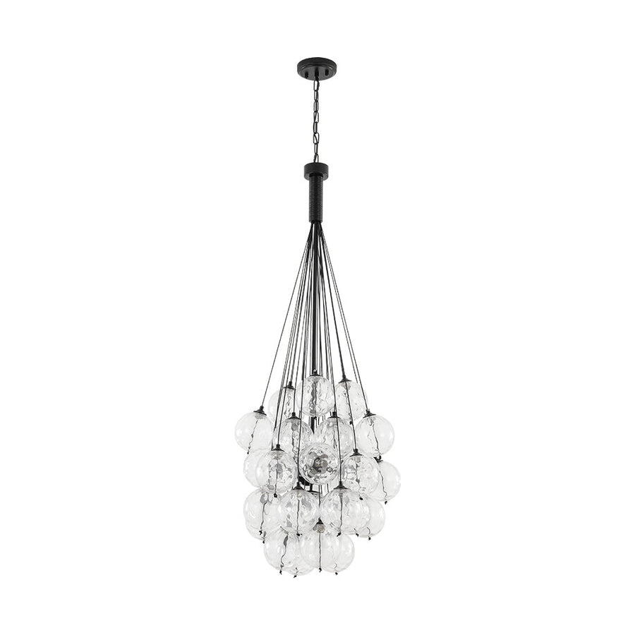 LightFixturesUSA - Glam Cluster Textured Water Glass Globe Bubble Chandelier - Chandelier - Black (Exclusive Offer) - 