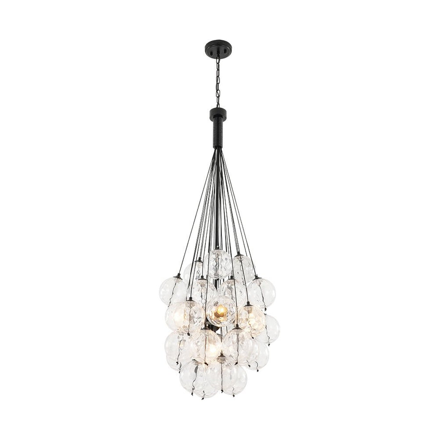 LightFixturesUSA - Glam Cluster Textured Water Glass Globe Bubble Chandelier - Chandelier - Black (Exclusive Offer) - 
