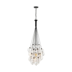 LightFixturesUSA - Glam Cluster Textured Water Glass Globe Bubble Chandelier - Chandelier - Black (Exclusive Offer) - 
