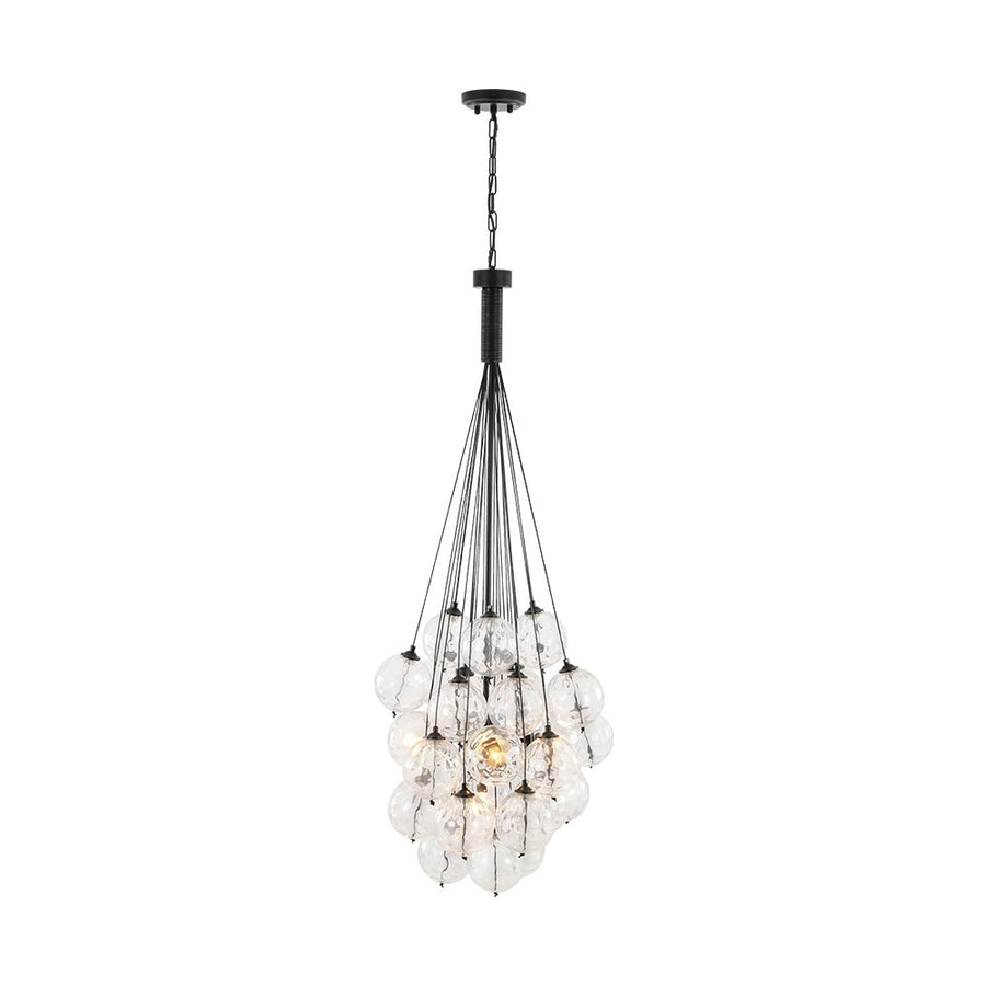 LightFixturesUSA - Glam Cluster Textured Water Glass Globe Bubble Chandelier - Chandelier - Black (Exclusive Offer) - 