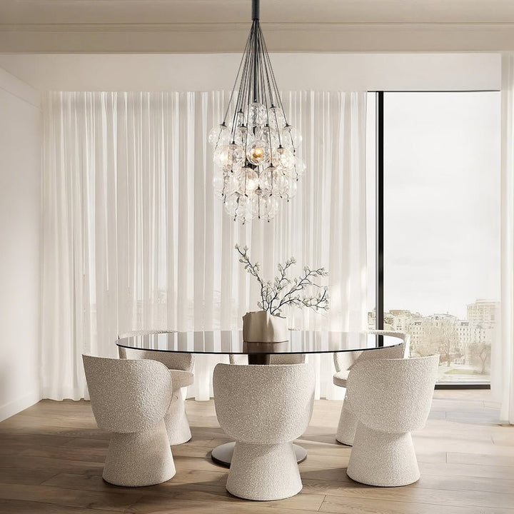 LightFixturesUSA - Glam Cluster Textured Water Glass Globe Bubble Chandelier - Chandelier - Black (Exclusive Offer) - 