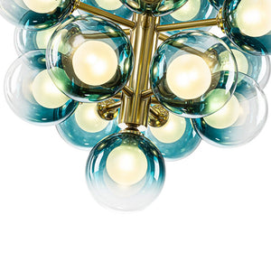 LightFixturesUSA - Glam Cluster White Blue Glass Bubble Tiered Chandelier - Chandelier - Brass - 