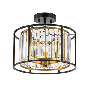 LightFixturesUSA - Glam Crystal Drum Round Semi Flush Ceiling Light - Ceiling Light - 14 in - 