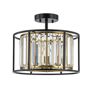 LightFixturesUSA - Glam Crystal Drum Round Semi Flush Ceiling Light - Ceiling Light - 14 in - 