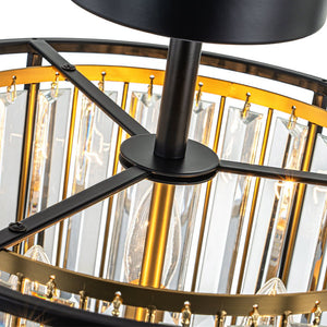 LightFixturesUSA - Glam Crystal Drum Round Semi Flush Ceiling Light - Ceiling Light - 14 in - 
