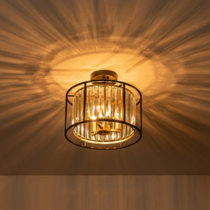 LightFixturesUSA - Glam Crystal Drum Round Semi Flush Ceiling Light - Ceiling Light - 14 in - 