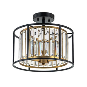 LightFixturesUSA - Glam Crystal Drum Round Semi Flush Ceiling Light - Ceiling Light - 14 in - 