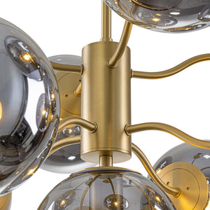 LightFixturesUSA - Glam Dark Pearl Smoked Glass Globe Bubble Sputnik Chandelier - Chandelier - Brass - 